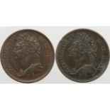 Ireland (2) Halfpennies 1822, VF and GVF/nEF