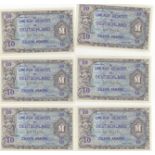 Germany 10M (6) All P194 (consecutive numbers) Unc