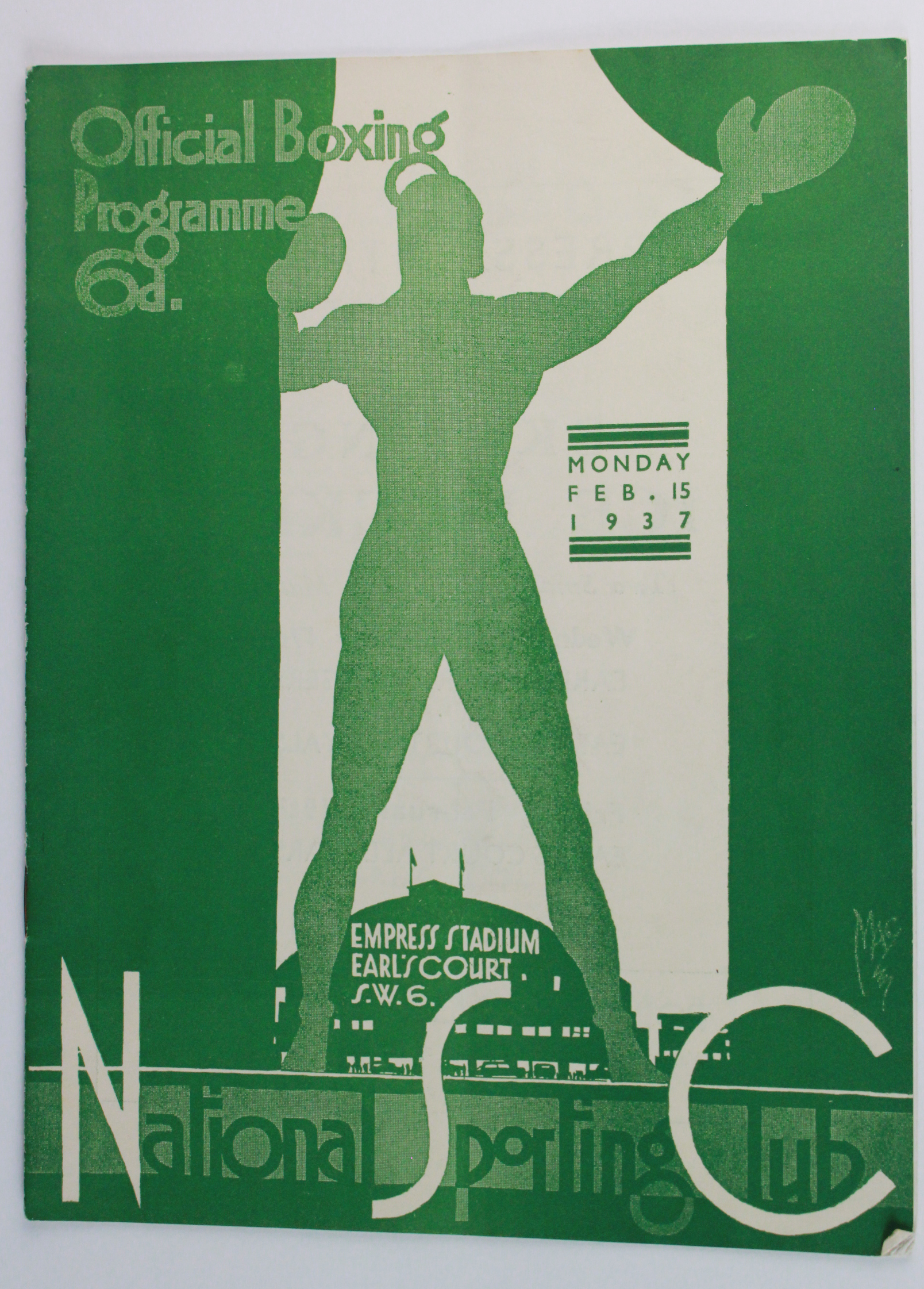 Boxing programme - National Sporting Club 15/2/1937 (1)