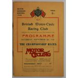 Brooklands British Motor Cycle Racing Club programme 8 September 1928