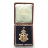 Football Medal in original box - Gold embossed Leicestershire Football Association 1902/03