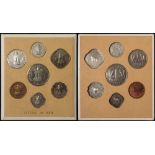 India Proof Set 1950, KM# PS1 (7 coins) very scarce, aFDC, some toning, in original presentation