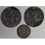 German States (3): Saxony-Albertine Quarter Thalers 1552 Fine, Saxony-Ernestine Quarter