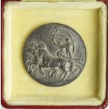 Olympic Games 1908 London, Commemorative medal 50mm diameter by B.Mackennal, silvered and toned,