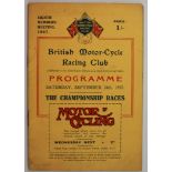 Brooklands British Motor Cycle Racing Club programme 24 September 1927