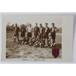 Barcelona season 1921/22 exceptionally rare postcard of team before kick off in match v's Cardiff