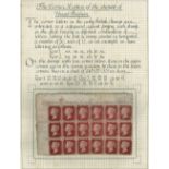 GB - QV SG44 Plate 172 1d Red, mm & um, top left corner block of 18, letters AA to CF, with margin