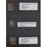 GB - 1840 Penny Black Plate 2 (E-C), (D-C), Plate 4 (K-B), all space fillers only (3)