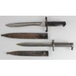 Bayonets: 1) Spanish Model 1941 Knife bayonet. Bolo blade 9.75" with Crown & Cypher. In its steel