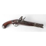 French Flintlock Model 1763 .69 Cal. Cavalry Pistol. Barrel 9", tang engraved 'M1763' iron sideplate