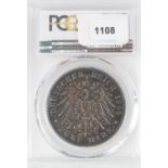 Germany - Saxony 5 Marks 1909 Leipzig Univ. PCGS AU58