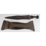 Central Africa Tribal Art - Congolese short sword, double edged blade, with scabbard, of the Zande