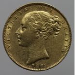 Sovereign 1868 shieldback die no. 27, VF