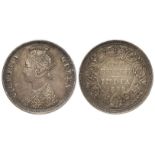 India Queen Victoria Silver Rupee 1862 of an unusual type. The obverse seems to be C according to