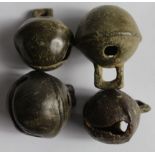 Mediaeval rumbler bells, four, three ring, one decorated, [4]