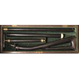 Air Gun Cane: a Victorian cased Air Cane, English c1884 steel skeleton shoulder stock section (