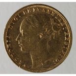 Sovereign 1876S, Sydney Mint, Australia, aVF