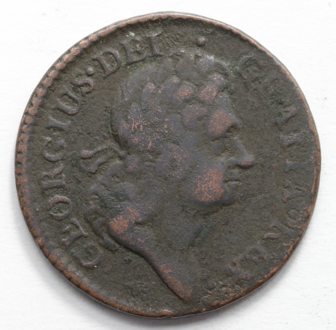 American Colonial copper 'Woods' Halfpenny 1723 pitted VG