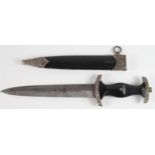 Dagger: A copy of a Model 1933 SS EM dagger. Black wooden grip with Nazi Eagle & SS Runes. Blade