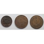 Asian Bronze (3): British North Borneo Half Cent 1891H toned EF a few tiny edge nicks, Korea 5 Fun