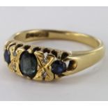 18ct Gold Sapphire and Diamond Gypsy style Ring size L weight 3.9g