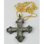 Viking Enamelled Cross Pendant, ca. 1200 AD, cast cruciform pendant with numeroud sections applied