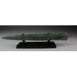 Bronze Age Sword with Ribbed Section, C. 1200 - 800 B.C. Ancient Greek. Cast bronze blade with