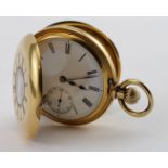 Gents 18ct gold half hunter, hallmarked London 1877, the signed movement by Dent Watchmaker to the