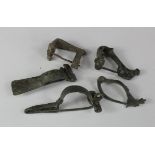 Lot of 5 Celtic and Roman Bronze Brooches, C. 200 - 400 A.D. Knee, P shaped and Trumpet brooches.