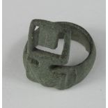 Roman Bronze Key Ring, C. 200 A.D. Complete original condition with nice green patina. Wearable.