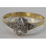 18ct and platinum diamond Art Deco style ring, size N, weight 1.8g.