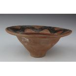 Indus Valley Pottery Small Bowl, C. 3300 - 2000 B.C. Harappan Culture Terracotta Plate with snake