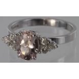 18ct white gold Morganite and diamond dress ring, size M, weight 3.5g