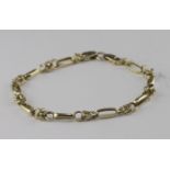 14ct yellow gold fancy link bracelet, weight 8.8g.