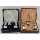 Boxed silver cruet sets (2) both sets with spoons missing, hallmarked London 1936 & Birmingham 1948