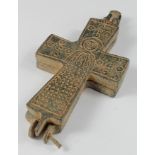 Large Crusaders Holy land Reliquary Cross, ca. 1200 AD, cast cruciform pendant; made of two parts