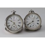 Two Gents silver cased open face pocket watches, the first "Express English Lever" by J G Graves (