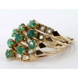 Yellow Metal (tests 14ct) multi Ring set with Emeralds and CZ size M weight 6.1g