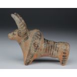 Indus Valley Pottery Zebu Bull Figure, C. 3300 - 2000 B.C. Harappan Culture Terracotta. Intac; minor