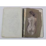 Album. An album containing numerous pencil sketches, watercolours etc. (including nudes), album size