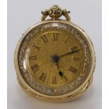 George IV 18ct cased open face pocket watch, hallmarked 1825. The gilt dial with gilt roman