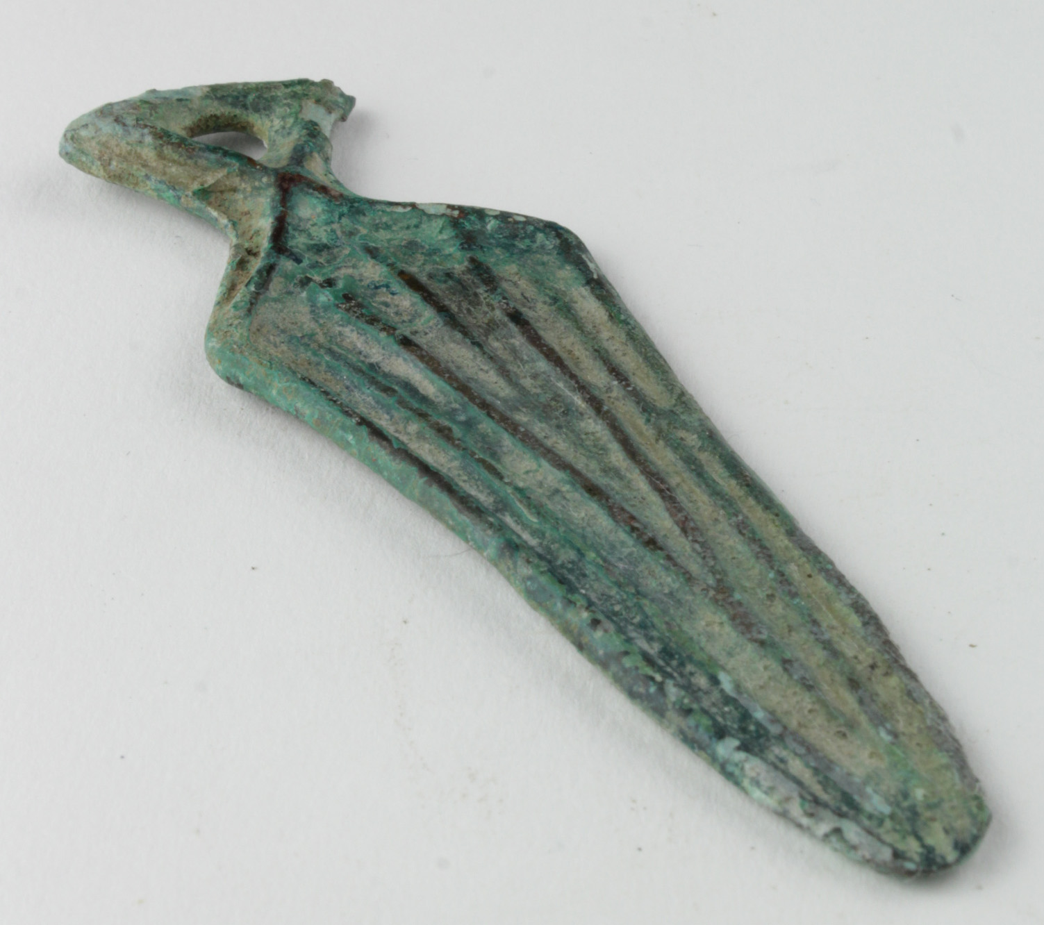 Early Viking Sword Shaped Amulet, ca. 700 AD, Scandinavian, flat section amulet, shaped as sword