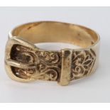 9ct Gold Gents Buckle Ring size Y weight 5.6g