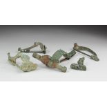 Lot of 5 Celtic and Roman Bronze Brooches, ca. 200 - 400 A.D. Knee, Trumpet and other brooches.