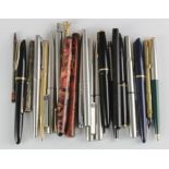 Pens & Pencils. A collection of approximately twenty fountain pens, propelling pencils, etc., makers