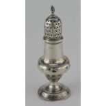 George III silver baluster caster, which has quite a few dents . Hallmarked “Charles Hougham,