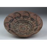 Indus Valley Pottery Small Bowl, C. 3300 - 2000 B.C. Harappan Culture Terracotta Plate with Ibex