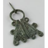 Viking Penannular Brooch, ca.1000 - 1300 AD, omega brooch with attached two triangular, decorated