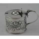 Art Nouveau silver Mustard Pot (no liner) hallmarked S&C Birmingham, 1900. Weight 2 oz.