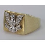 9ct Gold Eagle Ring set with 0.05ct Diamond size N weight 7.1g